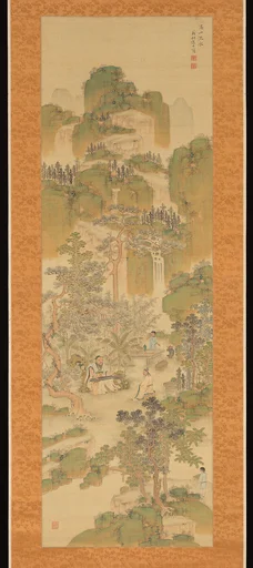 大倉笠山筆 高山流水・愈伯牙鐘子期図|High Mountains, Flowing Water: Yu Boya and Zhong Ziqi