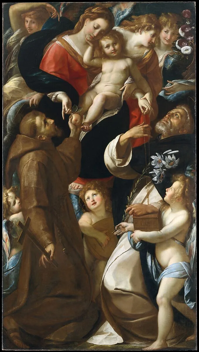 Madonna and Child with Saints Francis and Dominic and Angels — Giulio Cesare Procaccini