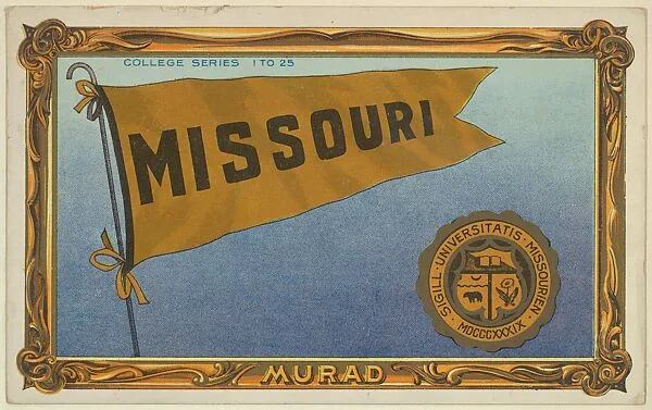 University of Missouri, version one, part of the College Series cabinet cards (T6) — Murad Cigarettes