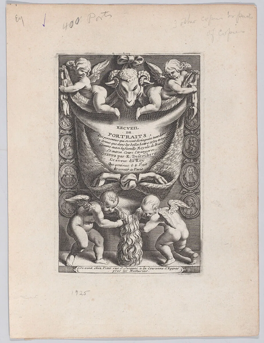 Frontispiece from "Collection of Portraits" — Etienne Jehandier Desrochers|Gilles Edme Petit