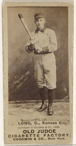 Herman C. Long, Catcher, Kansas City Cowboys, from the Old Judge series (N172) for Old Judge Cigarettes