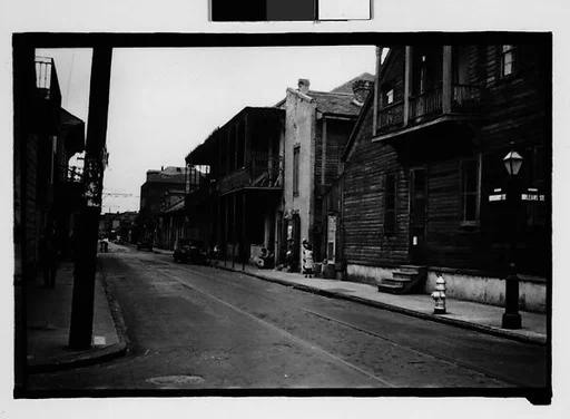 [View Down Burgundy Street in French Quarter, New Orleans, Louisiana]