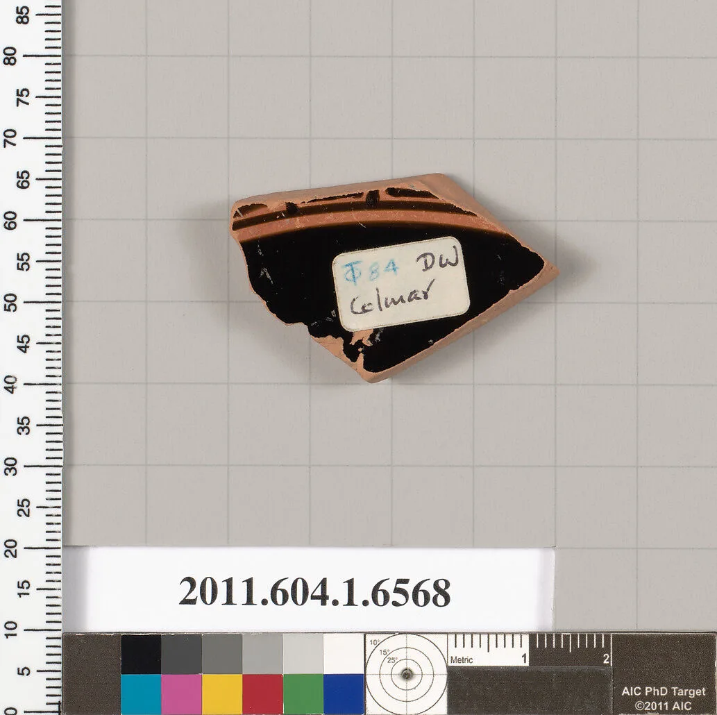 Terracotta fragment of a kylix (drinking cup) — Colmar Painter