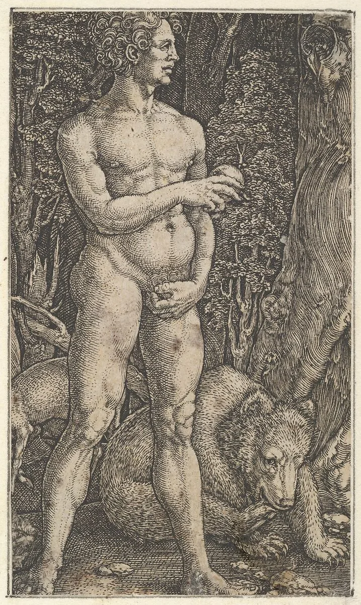 Adam with a Bear — Heinrich Aldegrever