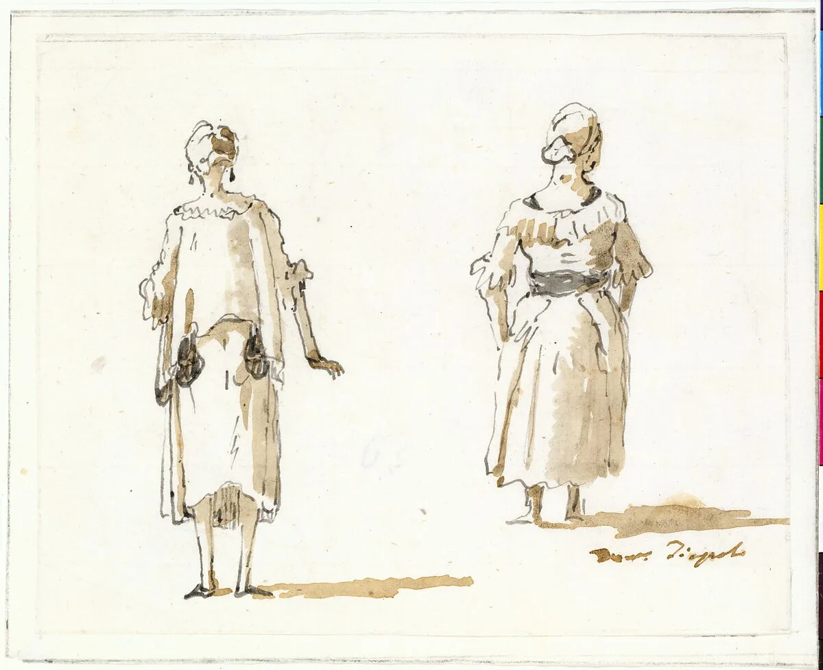 Caricature of Two Women Seen From Behind — Giovanni Domenico Tiepolo