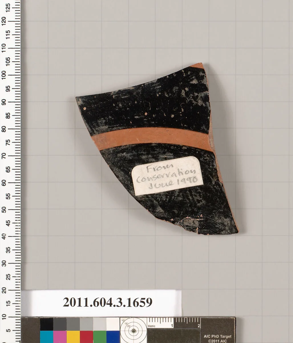 Terracotta fragment of a kylix: Band or lip cup (drinking cup) — Unknown