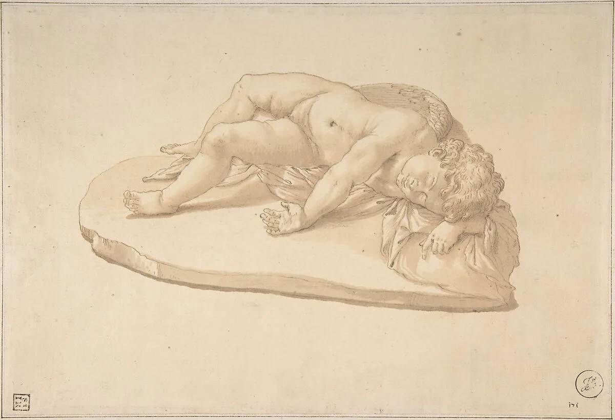 Copy after a Sculpture of the Sleeping Eros Based on an Antique Model (from Cassiano dal Pozzo's 'Paper Museum') — Giovanni Angelo Canini