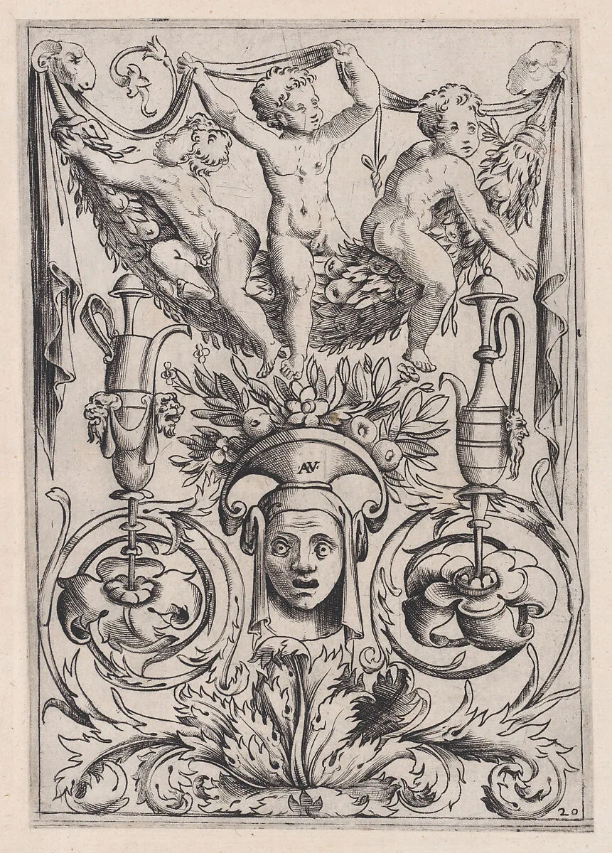 Ornamental Panel — Agostino Veneziano (Agostino dei Musi)|Raphael (Raffaello Sanzio or Santi)|Giovanni da Udine (Giovanni dei Ricamatori)