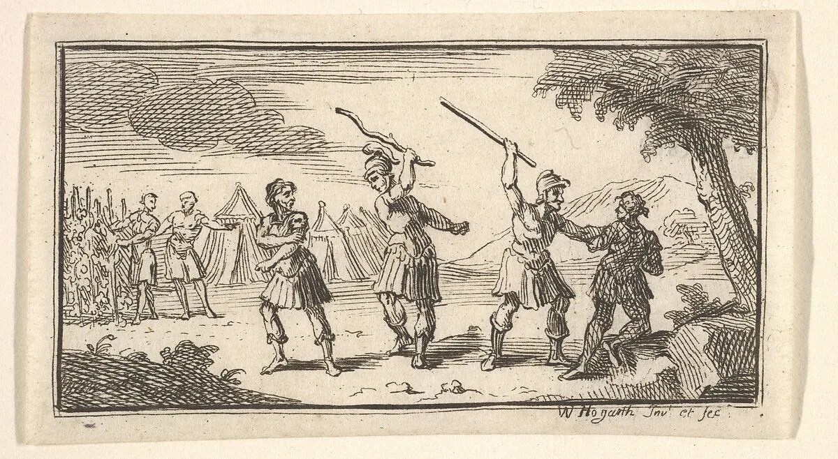 Fustium Admonitio (John Beaver, Roman Military Punishments, 1725) — William Hogarth|John Beaver