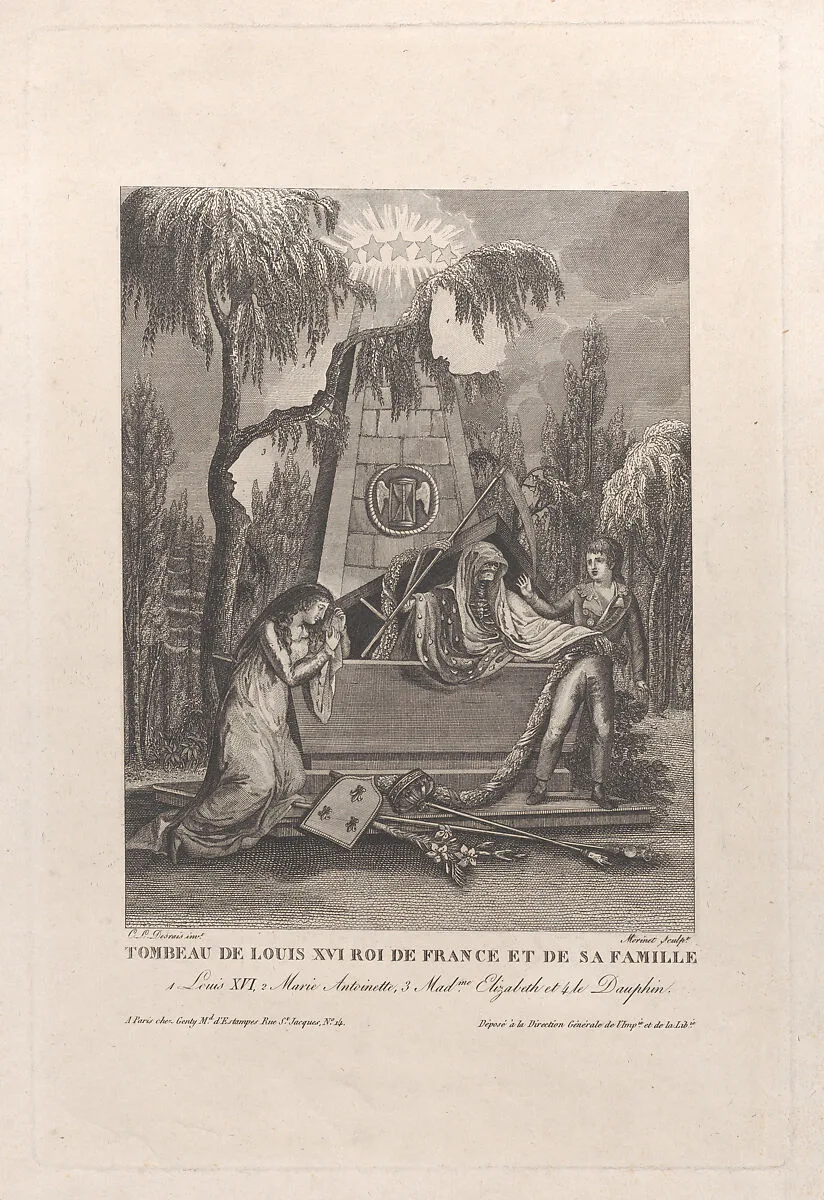 Tomb of Louis XVI and his family, with hidden silhouettes — Louis XVII|Louis XVI, King of France|Marie Antoinette, Queen of France|Anonymous|Jean-Baptiste Genty|Claude Louis Desrais