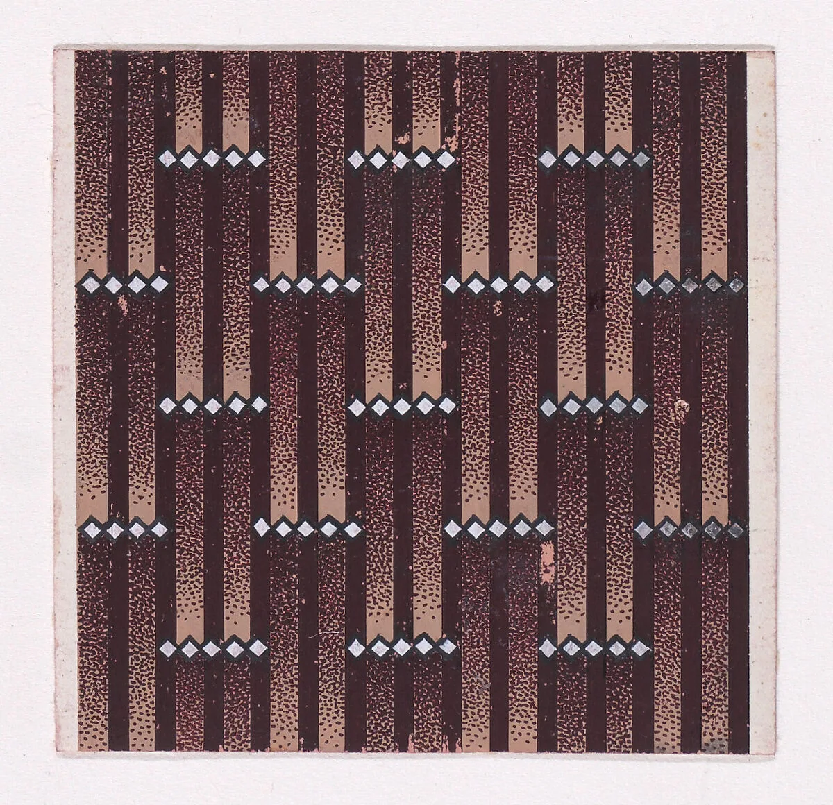 Textile Design with Alternating Vertical Rows of Horizontal Strings of Lozenges with Over a Striped Background — Anonymous, Alsatian, 19th century