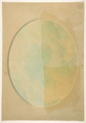 Oval design for a ceiling painted with clouds