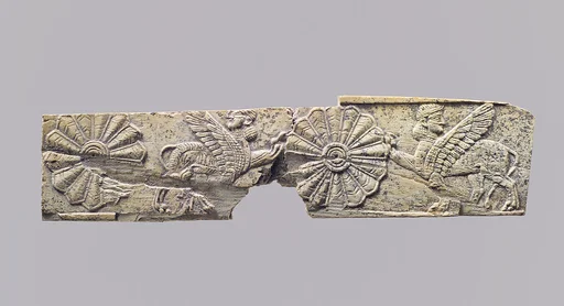 Panel fragment with winged sphinxes and rosettes