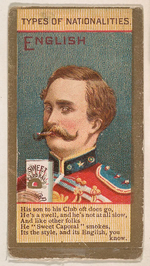 English, from Types of Nationalities (N240) issued by Kinney Bros. — Kinney Brothers Tobacco Company