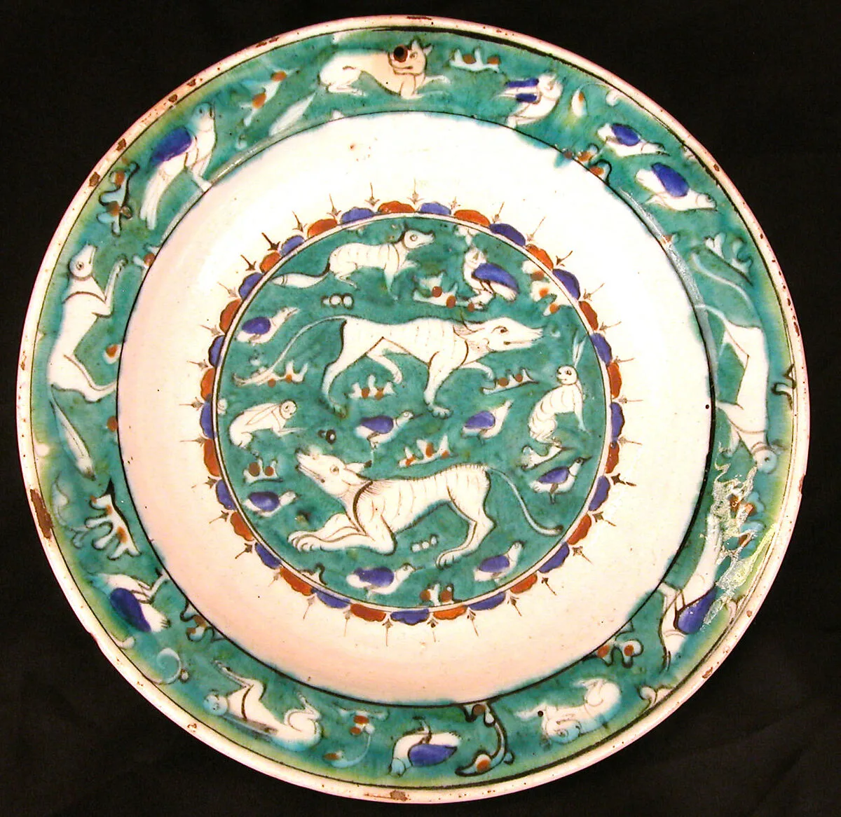 Dish with Bird, Rabbit, and Quadruped Design — Unknown