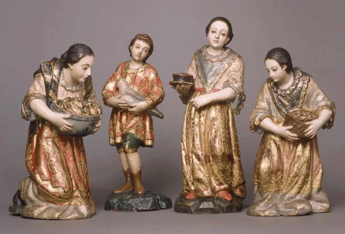 Kneeling woman with a bowl (from a nativity) — Unknown