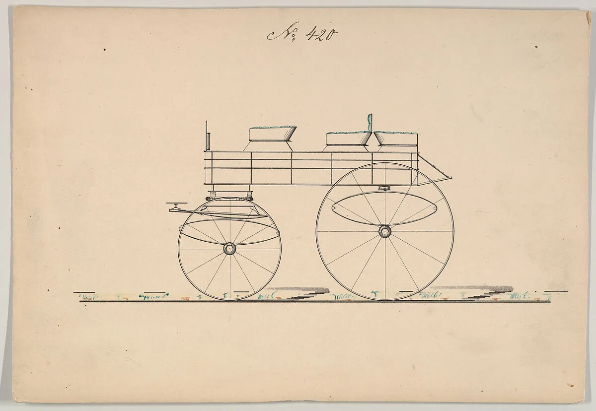 Carriage Design Drawing for Express Wagon No. 420 — Brewster & Co.