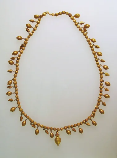 Gold necklace with pendants