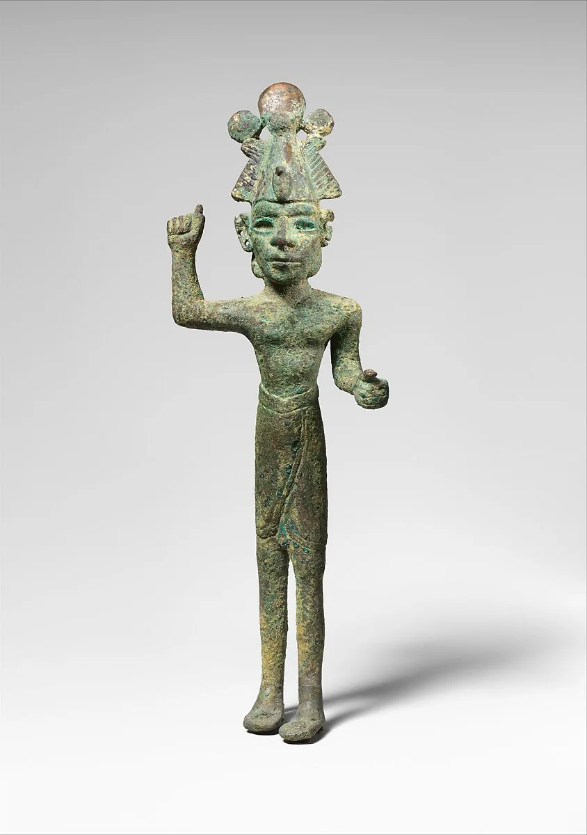 Smiting god, wearing an Egyptian atef crown — Unknown