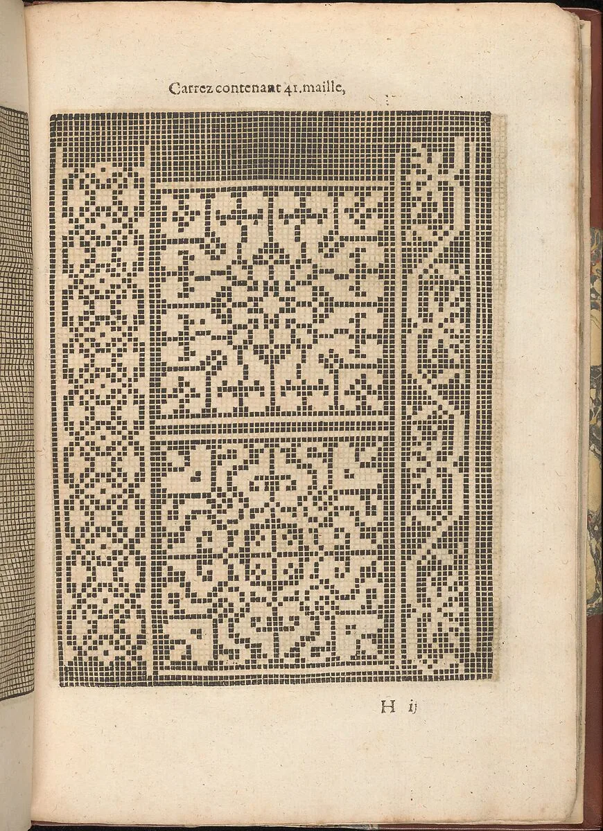 Les Secondes Oeuvres, et Subtiles Inventions De Lingerie du Seigneur Federic de Vinciolo Venitien, page 30 (recto) — Federico de Vinciolo|Jean Le Clerc|Catherine de Bourbon
