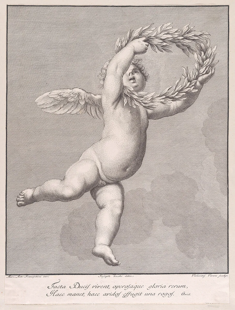 Amorino with a laurel wreath — Marcantonio Franceschini|Violante Vanni|Giuseppe Zocchi