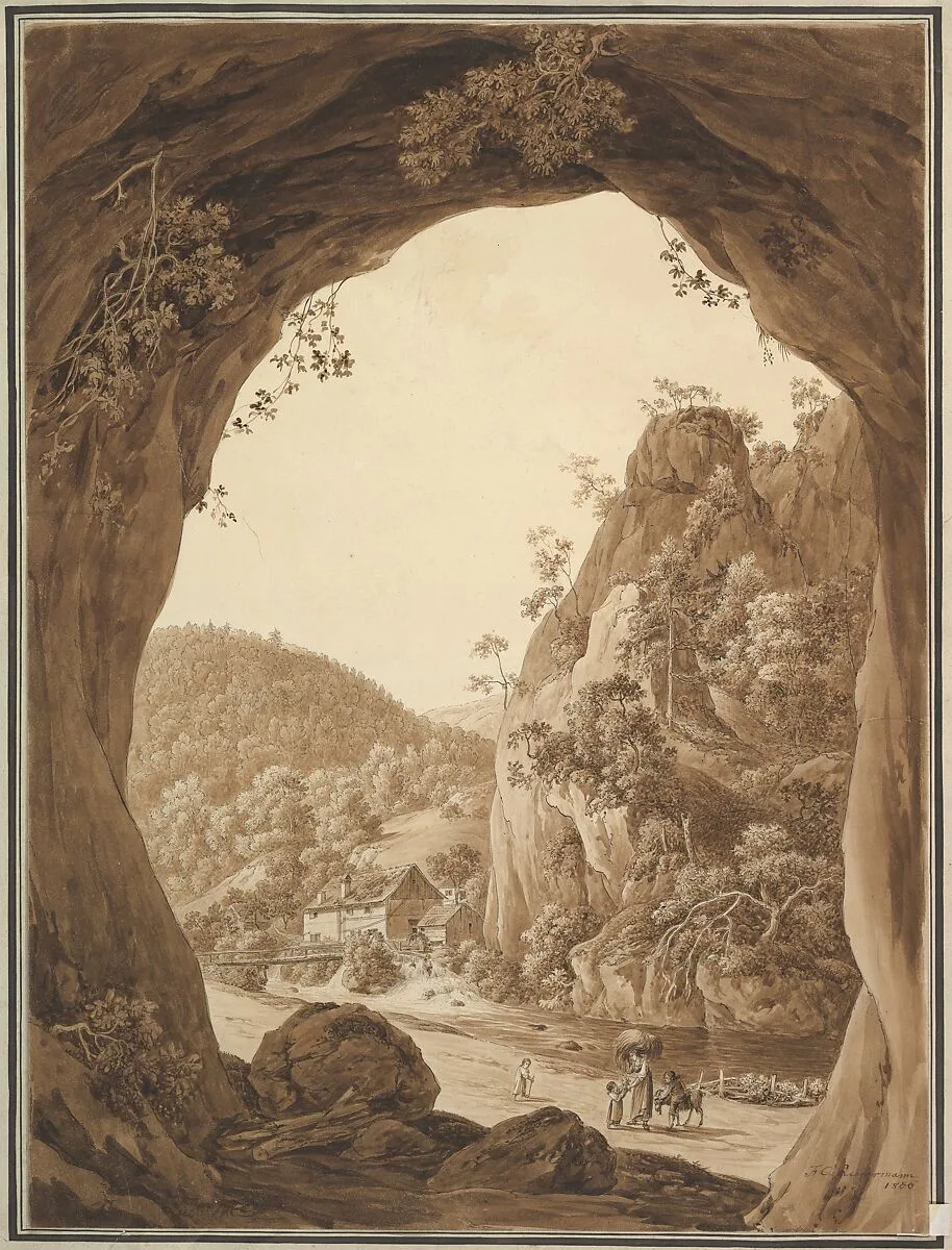 View of a Valley through a Rocky Arch — Friedrich Christian Reinermann