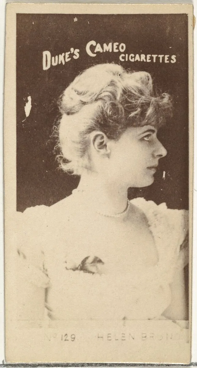 Card Number 129, Miss Helen Brum, from the Actors and Actresses series (N145-4) issued by Duke Sons & Co. to promote Cameo Cigarettes — W. Duke, Sons & Co.