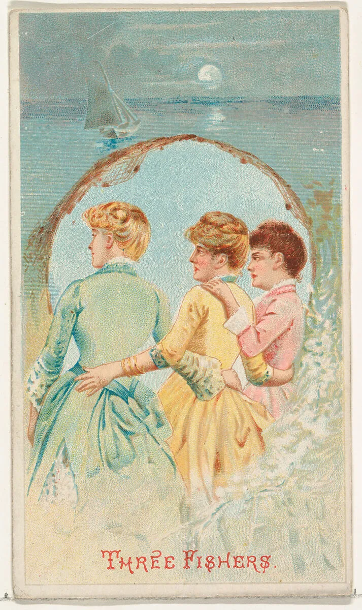 Three Fishers, from the Illustrated Songs series (N116) issued by W. Duke, Sons & Co. to promote Honest Long Cut Tobacco — George S. Harris & Sons|W. Duke, Sons & Co.|American Tobacco Company