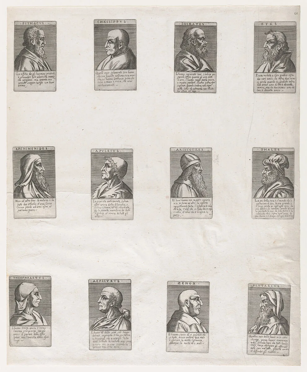 Speculum Romanae Magnificentiae: Portraits of the Ancient Philosophers — Anonymous, Italian, 16th century