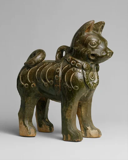 东汉  绿釉陶狗|Figure of a Dog