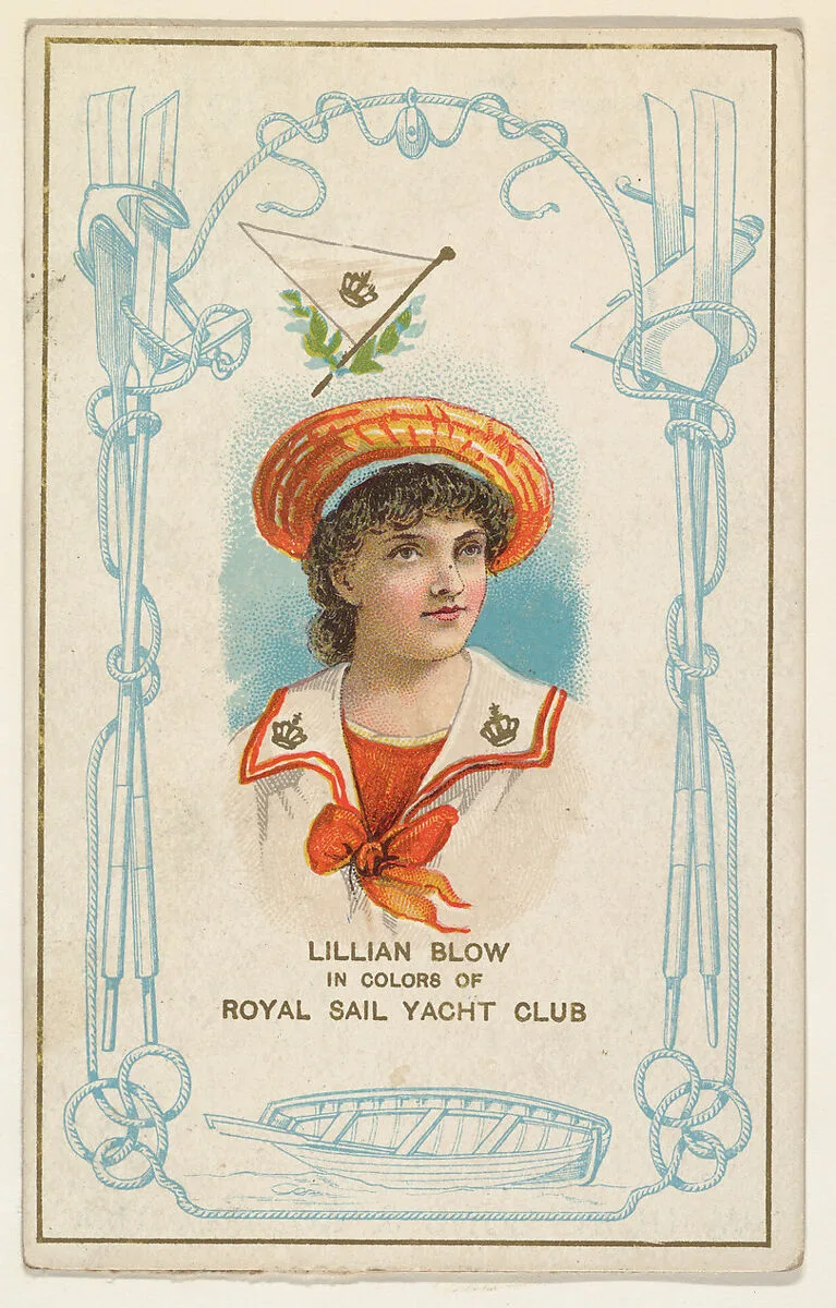 Lillian Blow in Colors of Royal Sail Yacht Club, from the Yacht Colors of the World series (N140) issued by Duke Sons & Co. to promote Honest Long Cut Tobacco — W. Duke, Sons & Co.