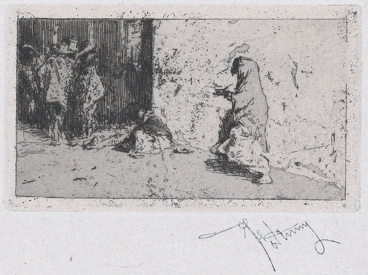 A street in Seville with figures — Mariano Fortuny, 1838–1874