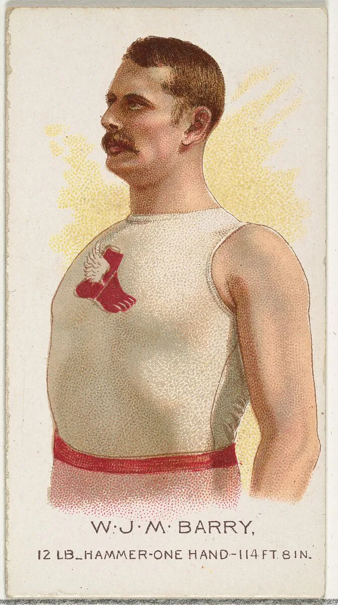 W.J.M. Barry, Hammer Throw, from World's Champions, Series 2 (N29) for Allen & Ginter Cigarettes — Lindner, Eddy & Claus|Allen & Ginter