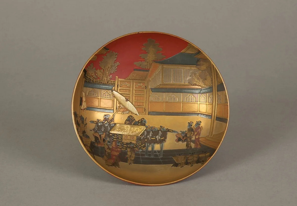 鼠婚礼蒔絵盃|One of a Pair of Wine Cups (Sakazuki) with Mice’s Wedding — Unknown