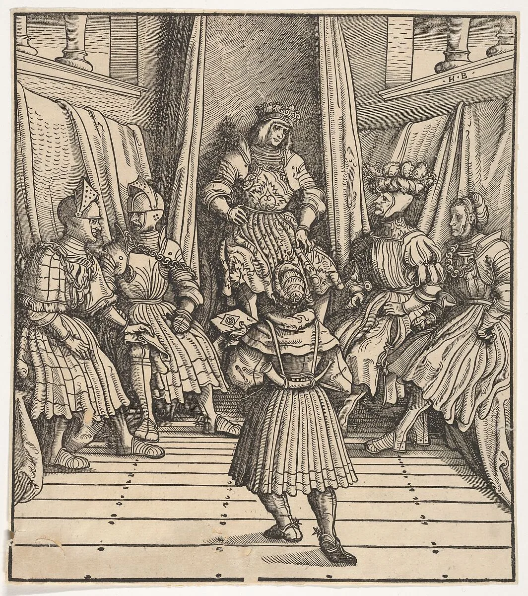 The White King in a Council with the Welsh Party, Receiving a Message, from "Der Weisskunig" — Hans Burgkmair|Jost de Negker|Marx Treitz-Sauerwein von Ehrentreitz