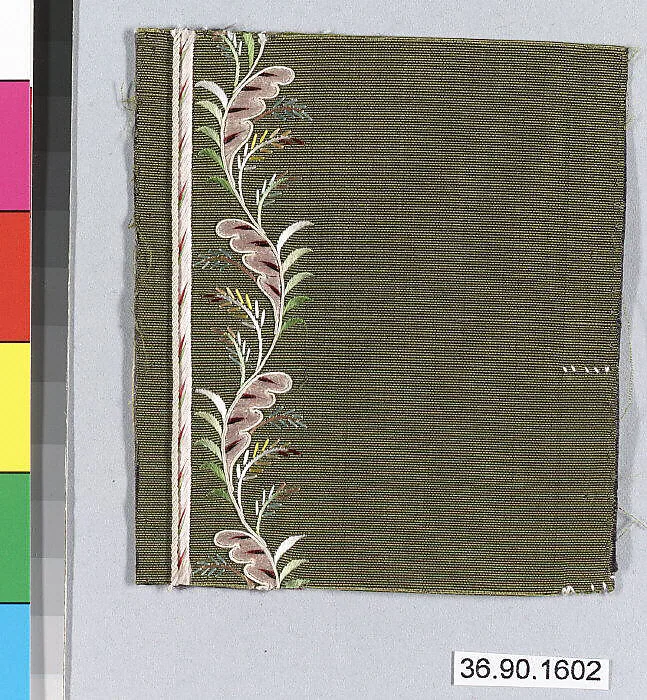 Embroidery sample for a man’s suit or waistcoat — Unknown