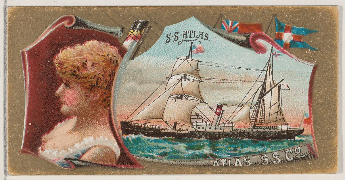 Steamship Atlas, Atlas Steamship Company, from the Ocean and River Steamers series (N83) for Duke brand cigarettes — W. Duke, Sons & Co.