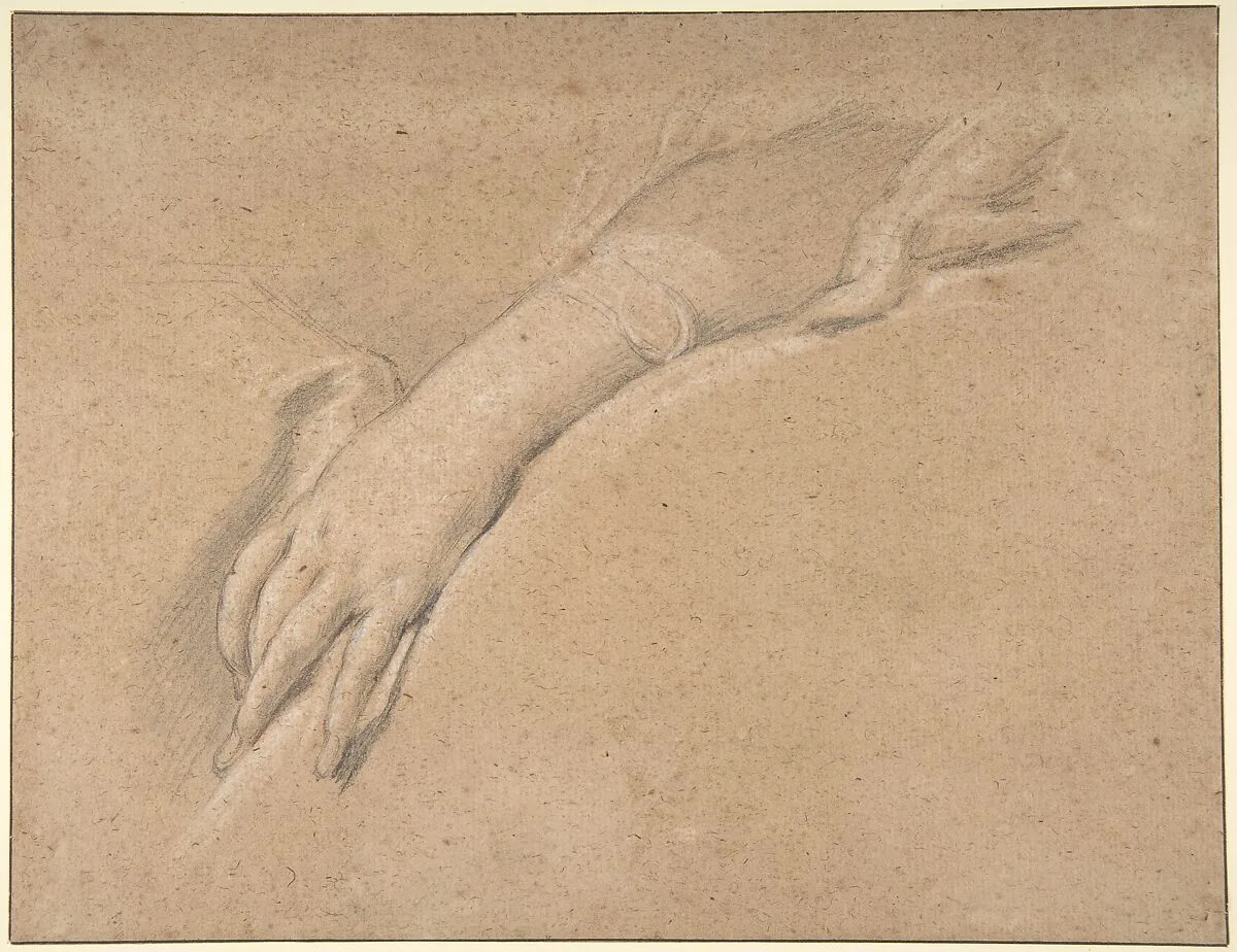 Study of the left hand of Mme de Pompadour — François Boucher