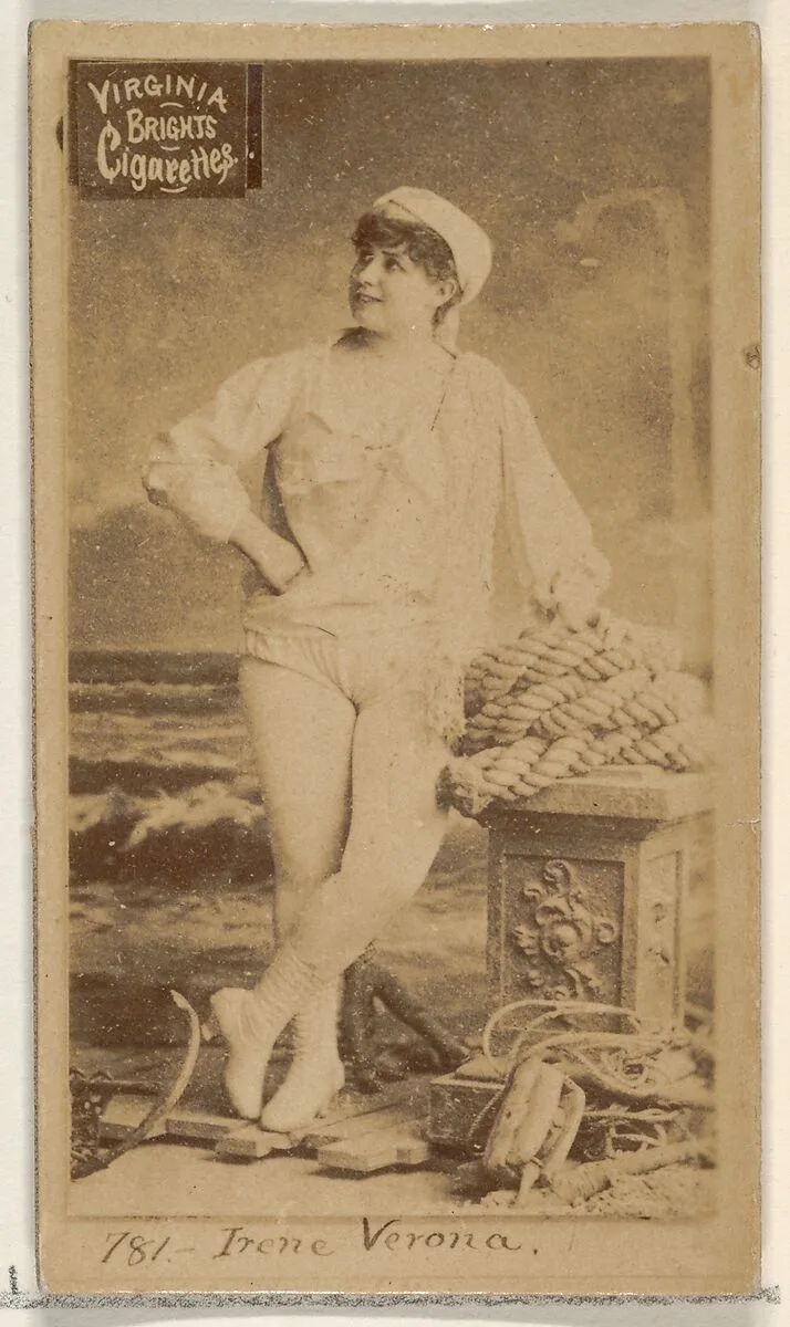 Card 781, Irene Verona, from the Actors and Actresses series (N45, Type 2) for Virginia Brights Cigarettes — Allen & Ginter
