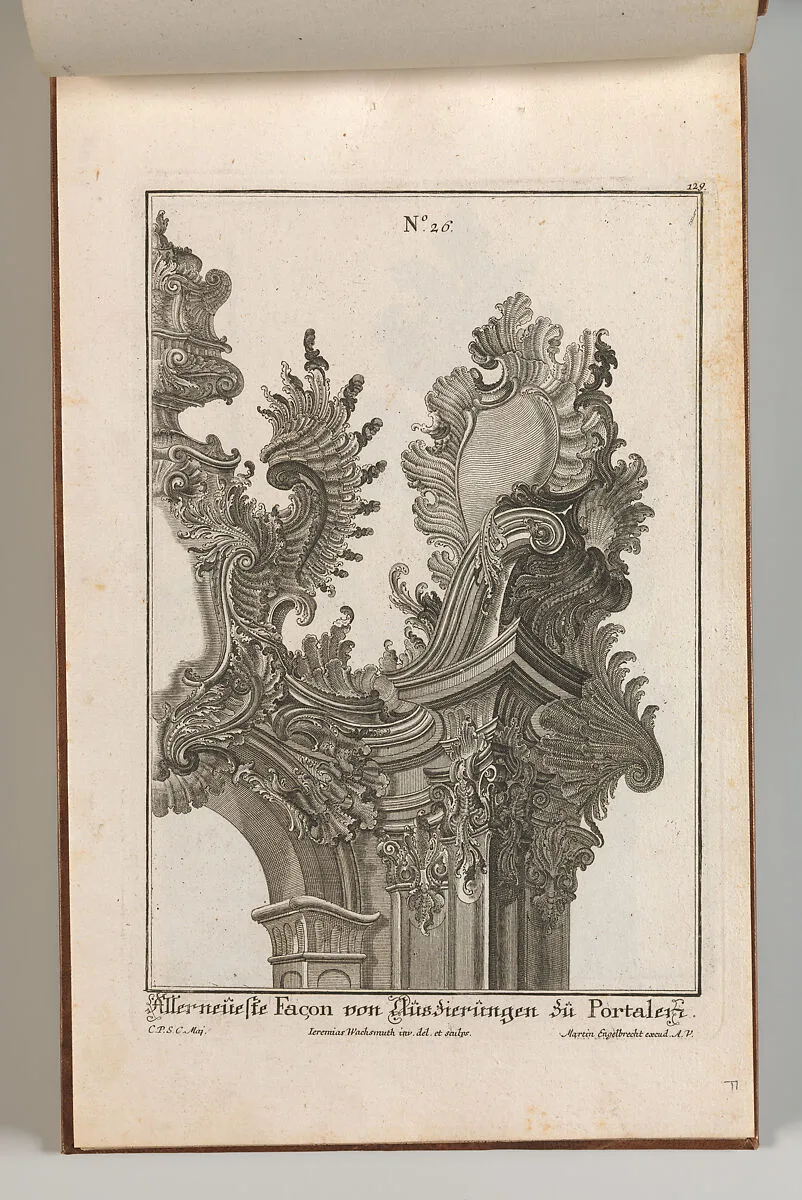 Suggestion for the Decoration of Top Right Side of Portal, Plate 1 from 'Allerneueste Façon von Auszierungen zu Portalen' — Martin Engelbrecht|Jeremias Wachsmuth