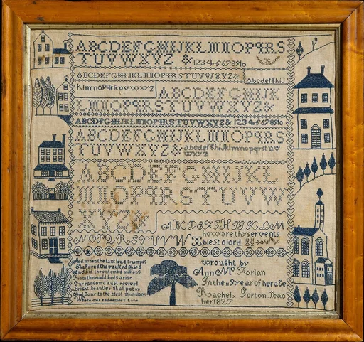 Sampler with apocalyptic verse