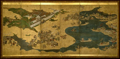 土佐派 屋島合戦図屏風|The Battle of Yashima, from The Tale of the Heike (Heike monogatari)