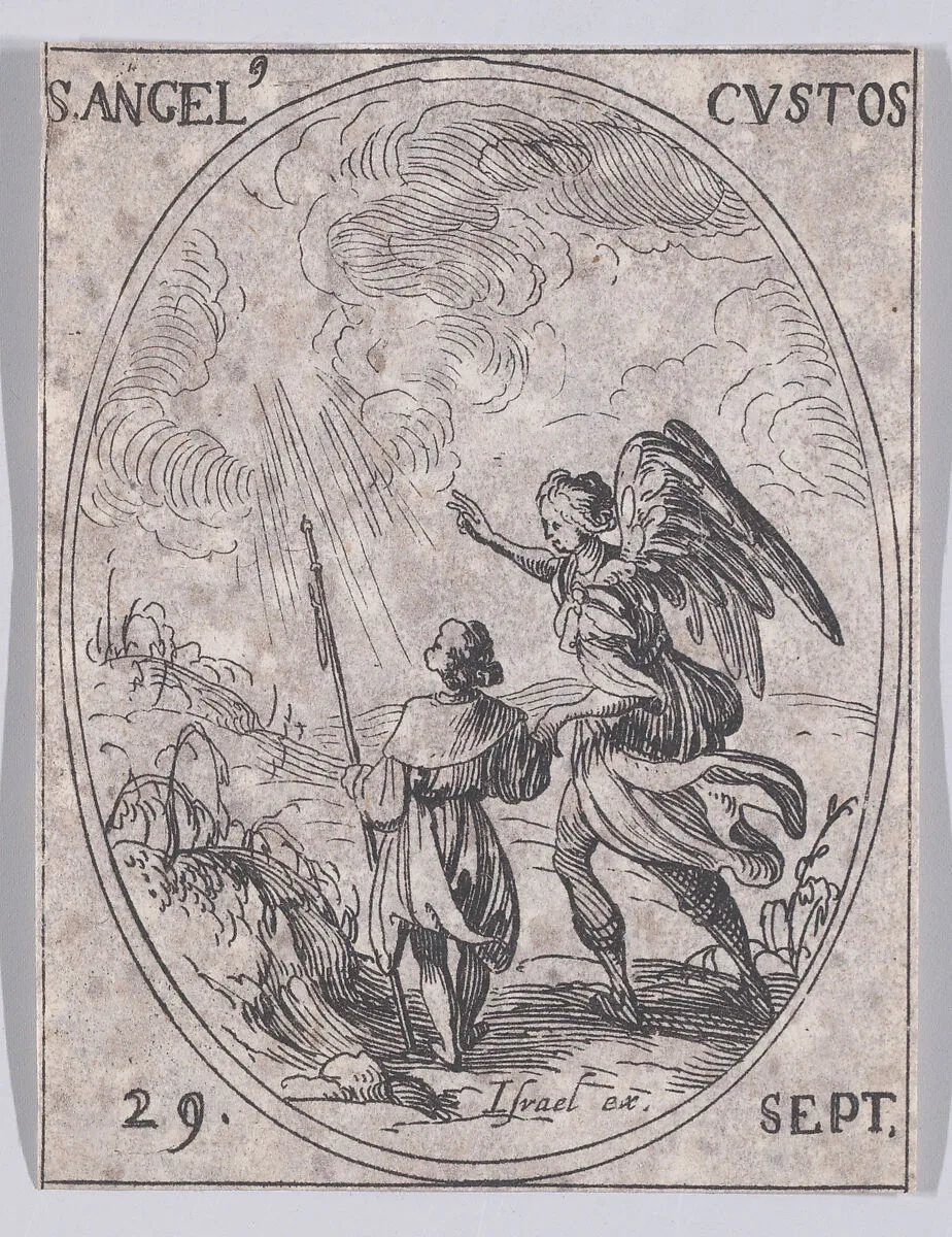 Le Saint Ange Gardien (The Guardian Angel), September 29th, from "Les Images De Tous Les Saincts et Saintes de L'Année" (Images of All of the Saints and Religious Events of the Year) — Jacques Callot|Israël Henriet