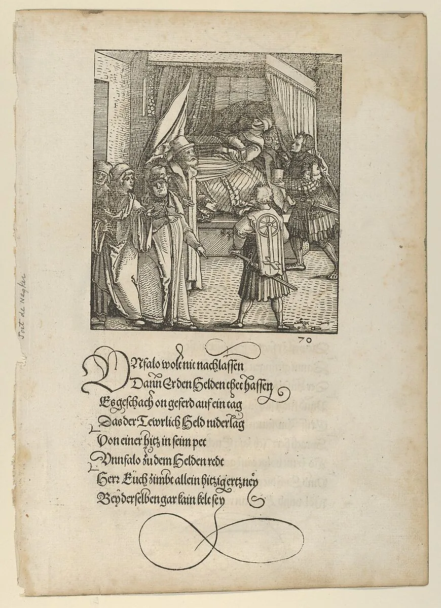 Theuerdanck on his Sickbed, from Theuerdanck — Melchior Pfintzing|Hans Schönsperger|Hans Schäufelein