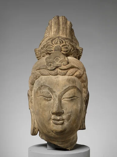 北魏　石雕觀音菩薩頭像|Head of a bodhisattva