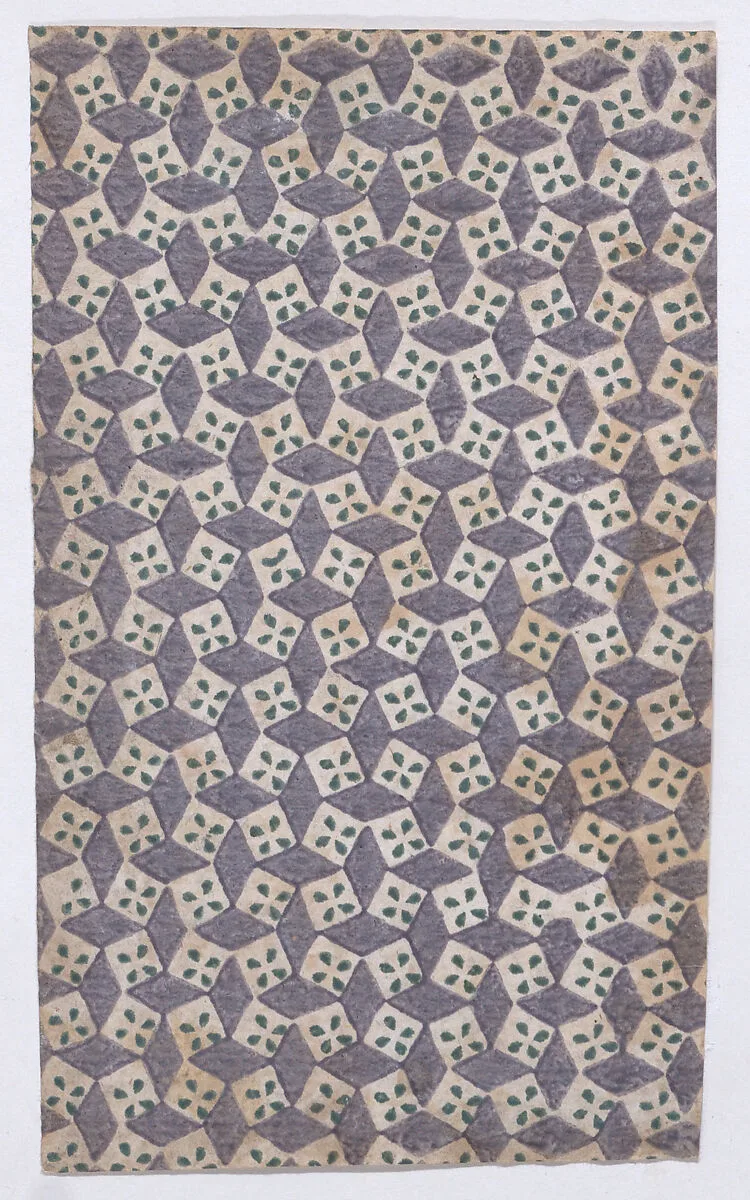 Sheet with overall geometric pattern — Anonymous
