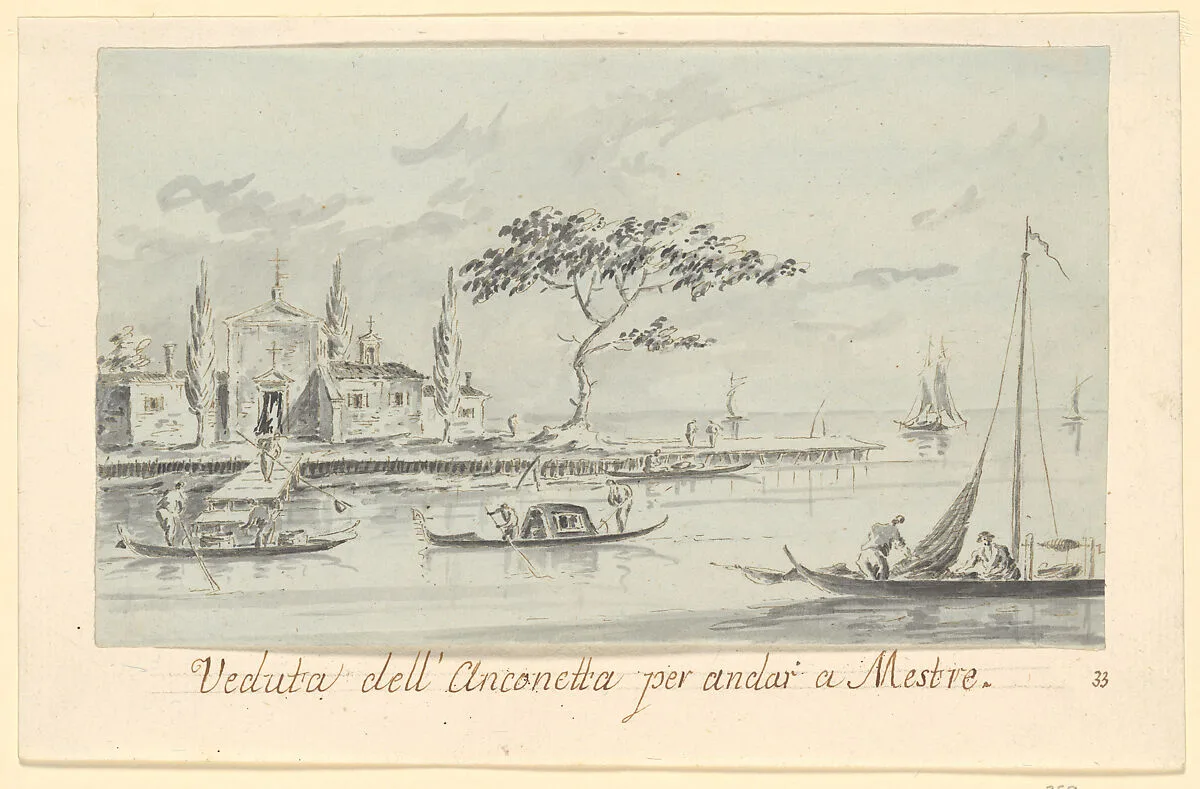 The Island of L'Anconetta, on the Way to Mestre, with the Church of La Madonnetta — Giacomo Guardi