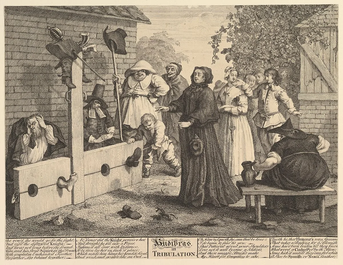Hudibras in Tribulation (Twelve Large Illustrations for Saumel Butler's Hudibras, Plate 6) — Philip Overton|John Cooper|William Hogarth|Samuel Butler