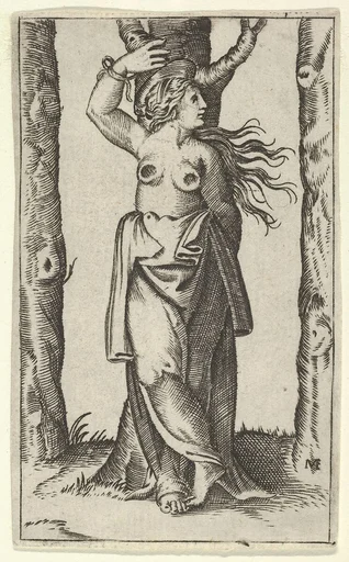 Saint Agatha tied to a tree, her breasts have been cut off, from the series 'Piccoli Santi' (Small Saints)