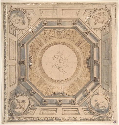 Design for a Square Trompe L'Oeil Ceiling with the Four Evangelists